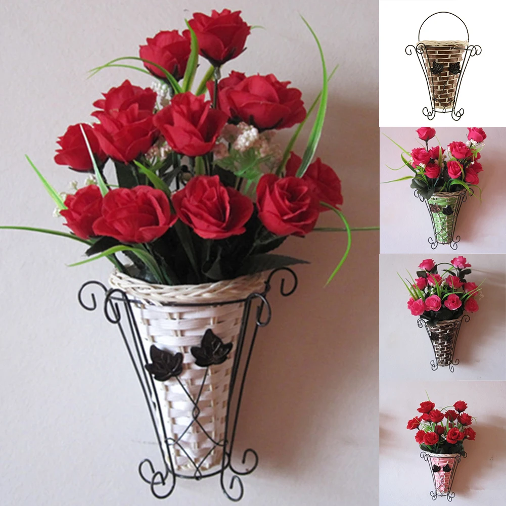 Винтажная плетеная лоза настенная Настенный Цветок растительная корзина Декор