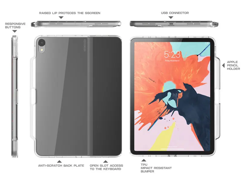 Смарт-клавиатура и карандаш в комплект не входят! I-BLASON для iPad Pro 12,9 чехол с карандашом, совместим с Умной клавиатурой