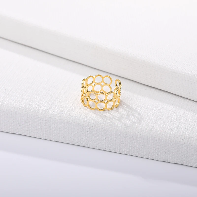 Женское кольцо из нержавеющей стали Двухслойное регулируемое золотистого