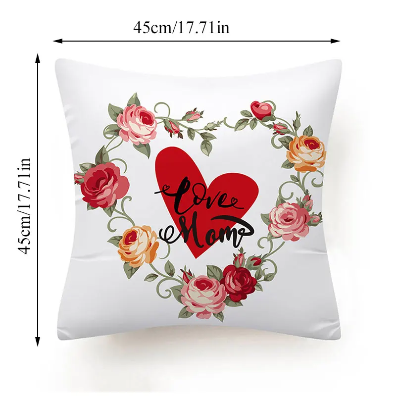 

Mother's Day Love Decorative Cushion Cover Pillow Case 45*45 Velvet Comfortable Throw Pillow Cover Home Decor Pillow Cover