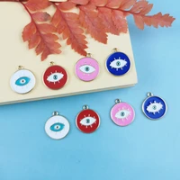 10 pcs enamel round evil eye charms zinc based alloy hearts gold color eye pendants enamelled charms for diy jewelry 18x 15mm