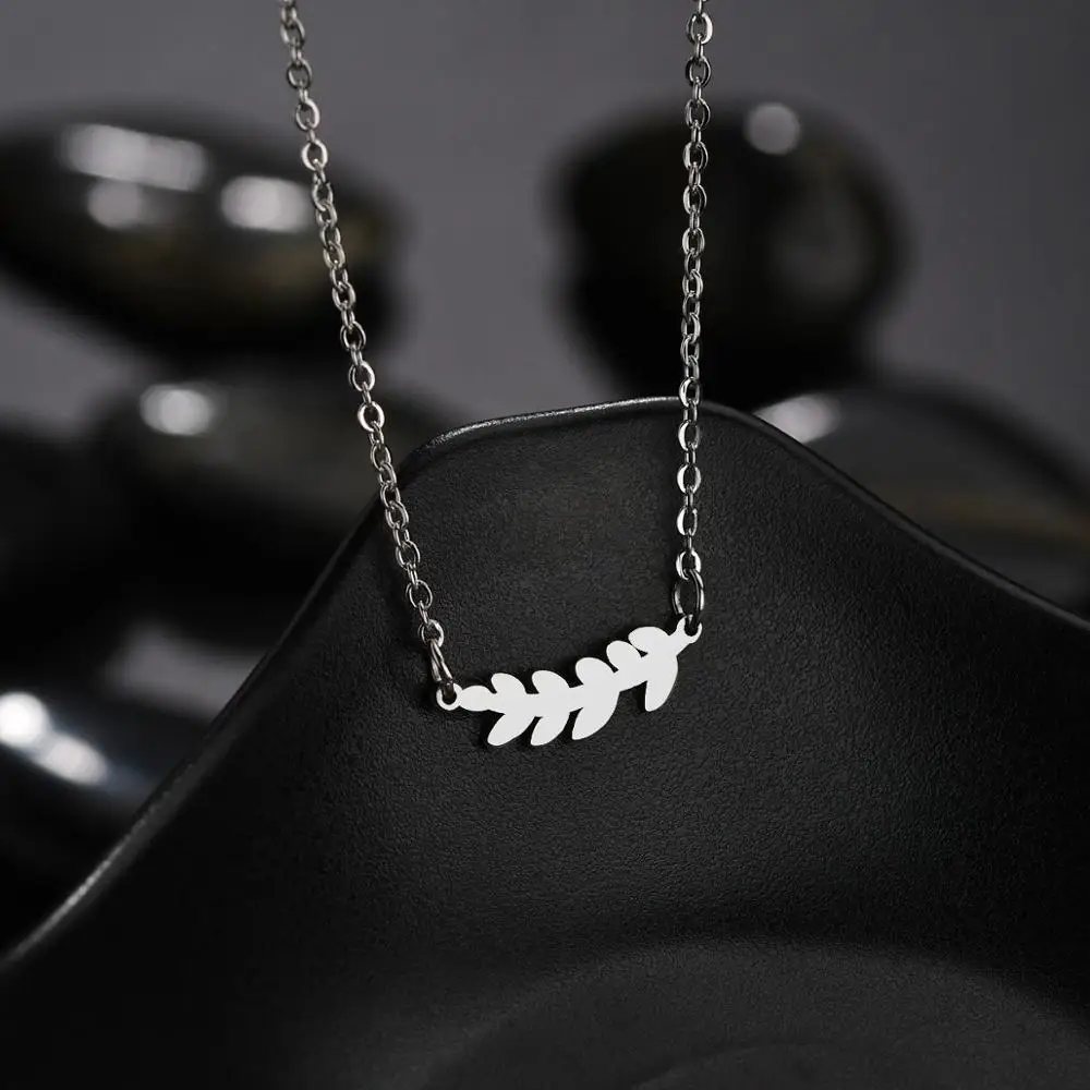 Женское ожерелье с подвеской в виде листьев из нержавеющей стали|Ожерелья