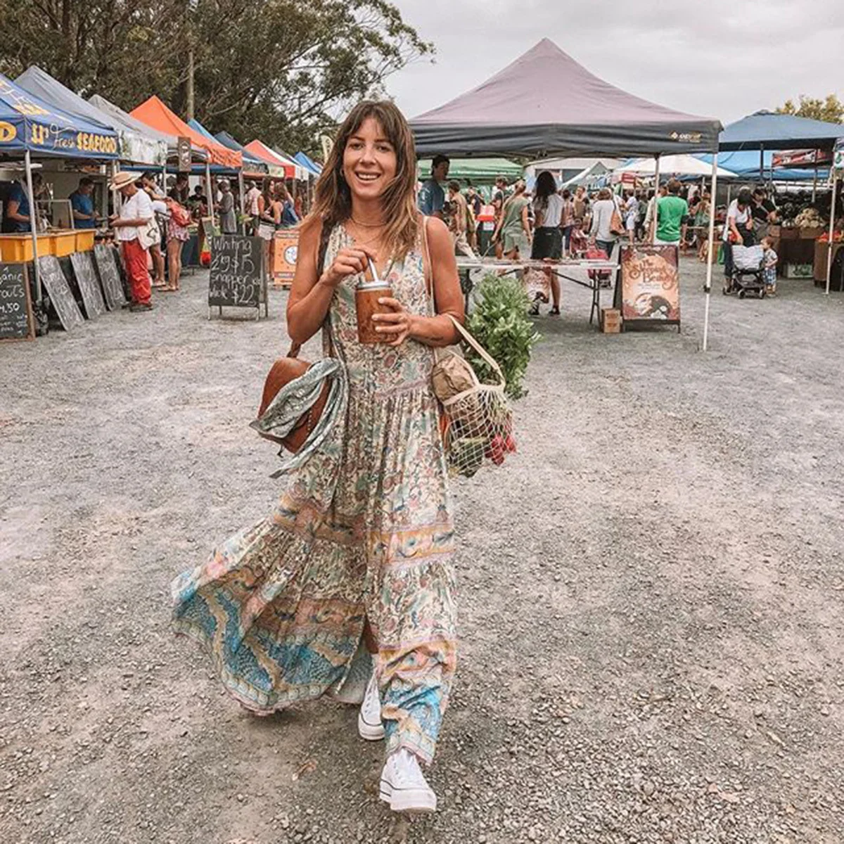 Макси-Платье с цыганским принтом Oasis Макси-платья v-образным вырезом без рукавов