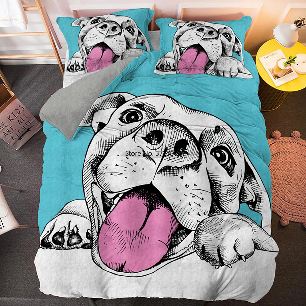 

Cartoon Children Bedroom Decorative Bedding Set 3D Dog Print Down Quilt Cover Pillowcase Bedding Double Queen Large Size 2/3 Pcs