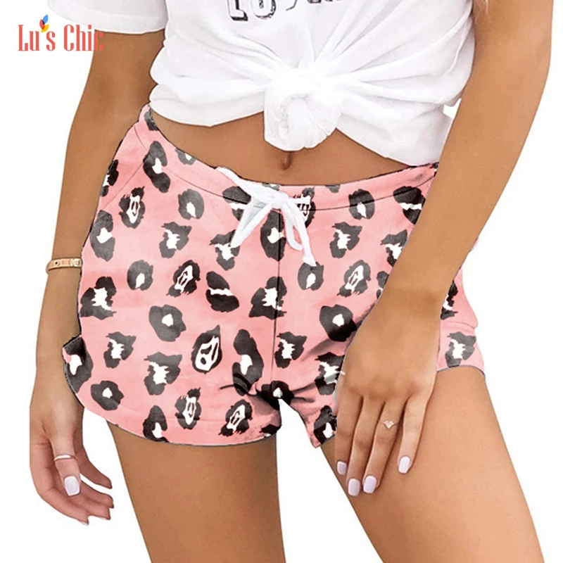

Lu's Chic Women's Pajama Shorts Pj Bottom Sleep Thigh Cheetah Sleeping Soft Drawstring Pocket