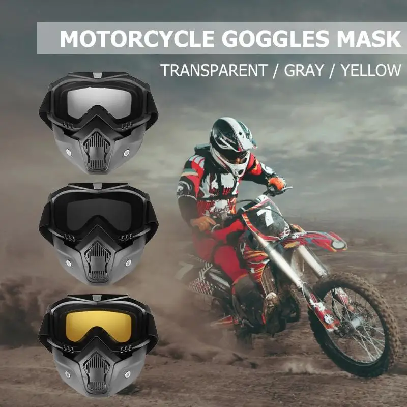

Motorcycle Goggle Mask Motocross Detachable for Open Face Motorcycle Half Helmet Wear-Resistant Fog-Proof Outdoor Cycling
