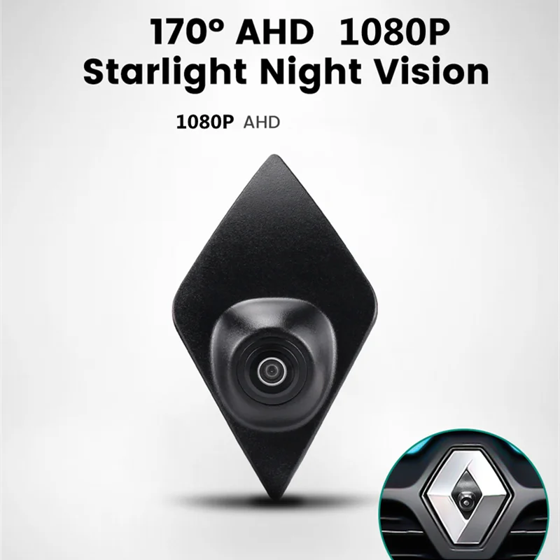 AHD 170° Night Vision Car Front View Camera For Renault Captur Koleos Modus Clio Logo Mark Fisheye Lens AHD 1080P Camera