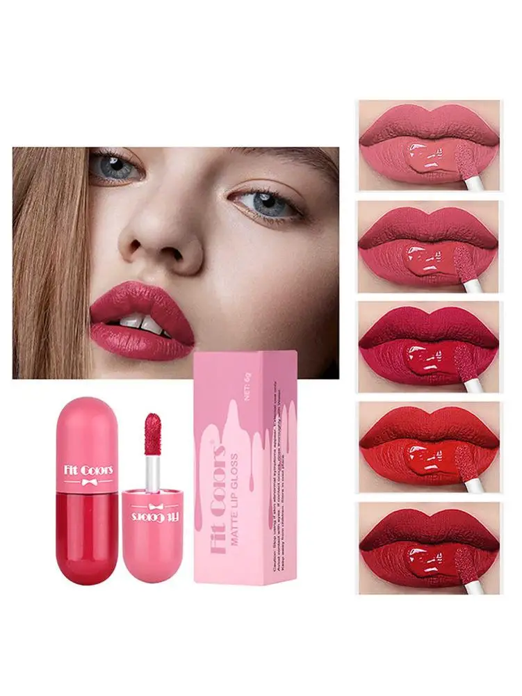 

5 Colors Matte Lipstick Set Long-Lasting Waterproof Velvet Lip Gloss Kit Cosmetics Gift Girls Capsule Lipstick Set