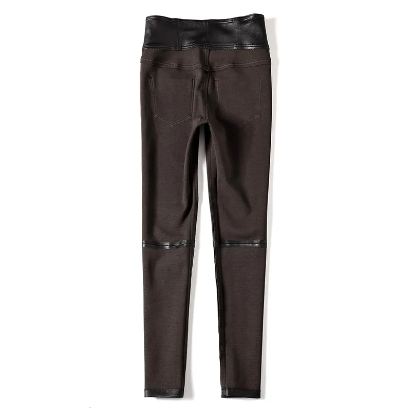 

High Quality Genuine Leather Pants Autumn Women Biker Elastic Skinny Pencil Pants New Fashion Female Push Up High Waist Trousers