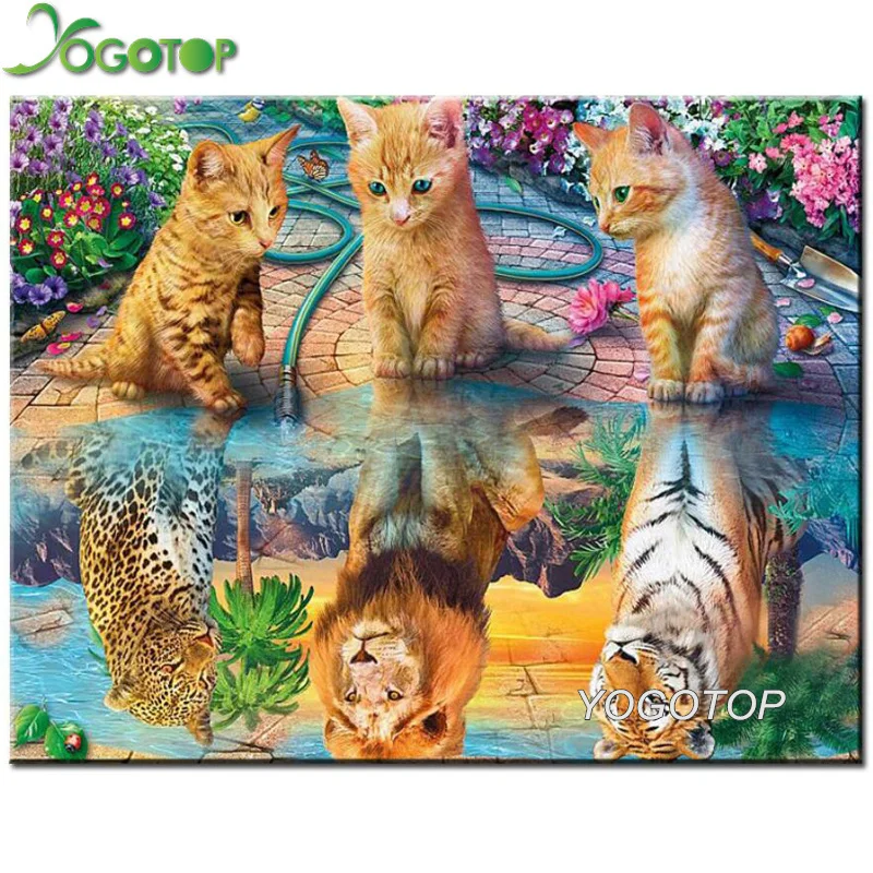 Diy алмазная живопись новинки кошка тигр лев леопард камни в форме ромба/Набор для