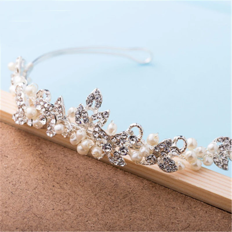 Набор свадебных украшений ручной работы Серебряные стразы обруч на голову