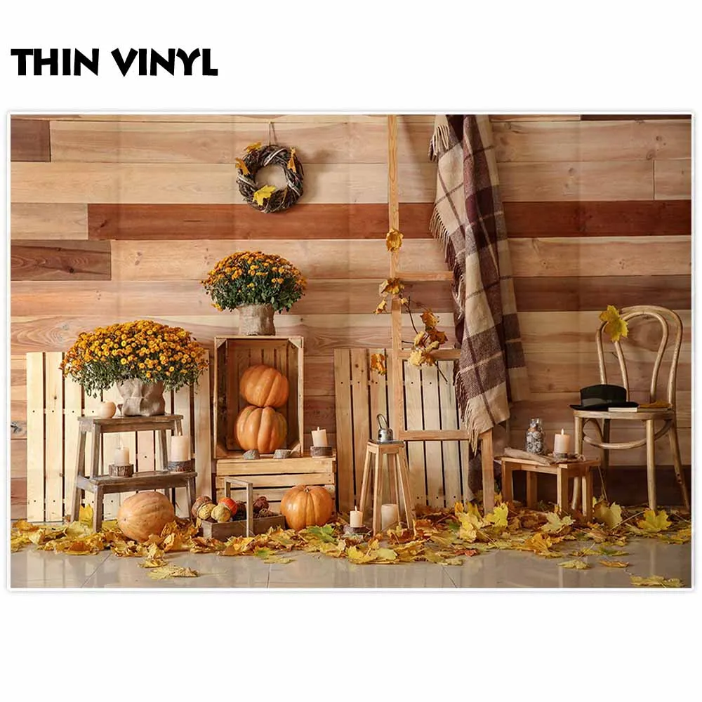 Фотофон Funnytree фотография деревянная стена Тыква Осенняя ваза цветок внутри
