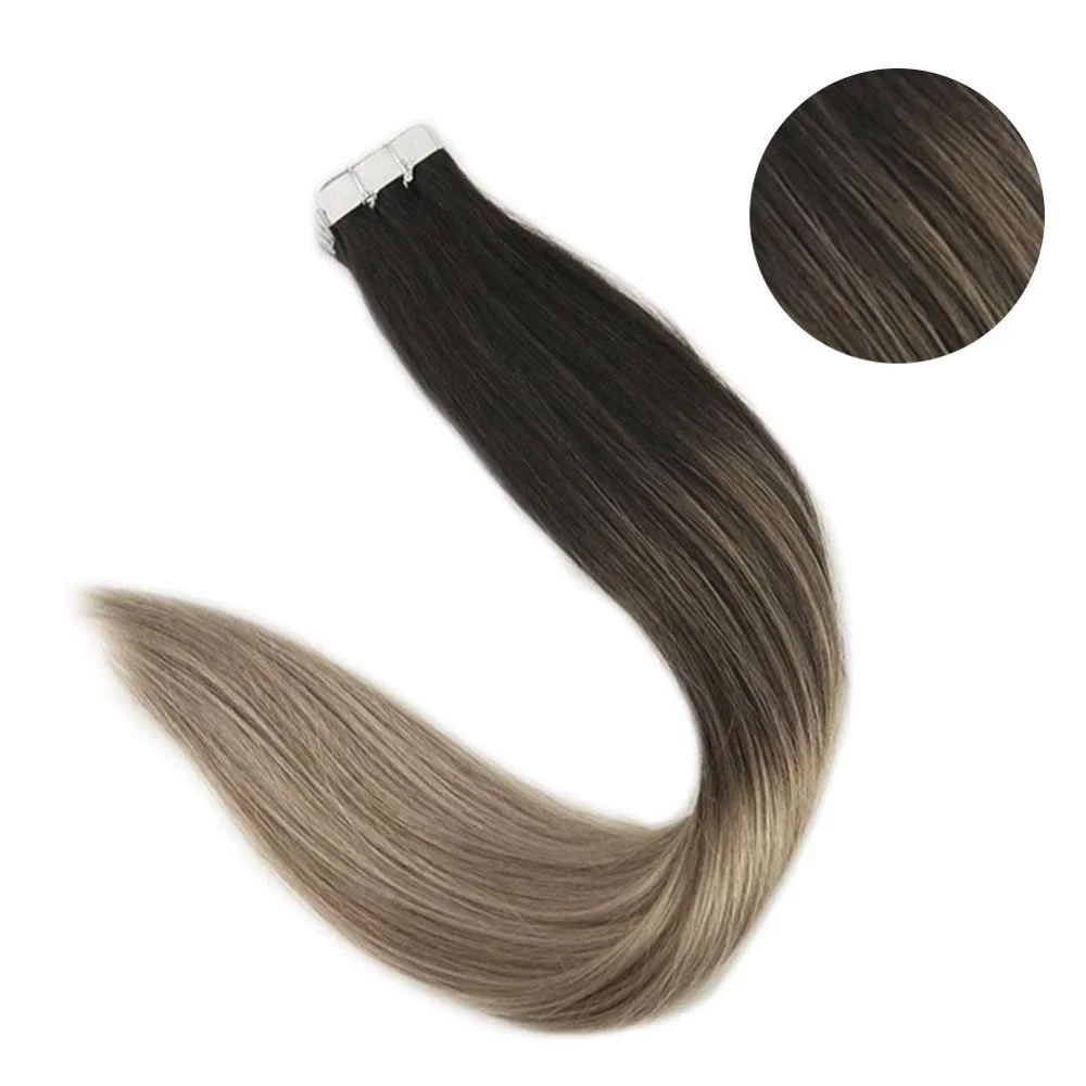 Полный блеск Balayage цвет омбер человеческие волосы на ленте для наращивания 20 шт 50 г блонд коричневый лента для наращивания машина сделано remy - Цвет: 1b 8 22