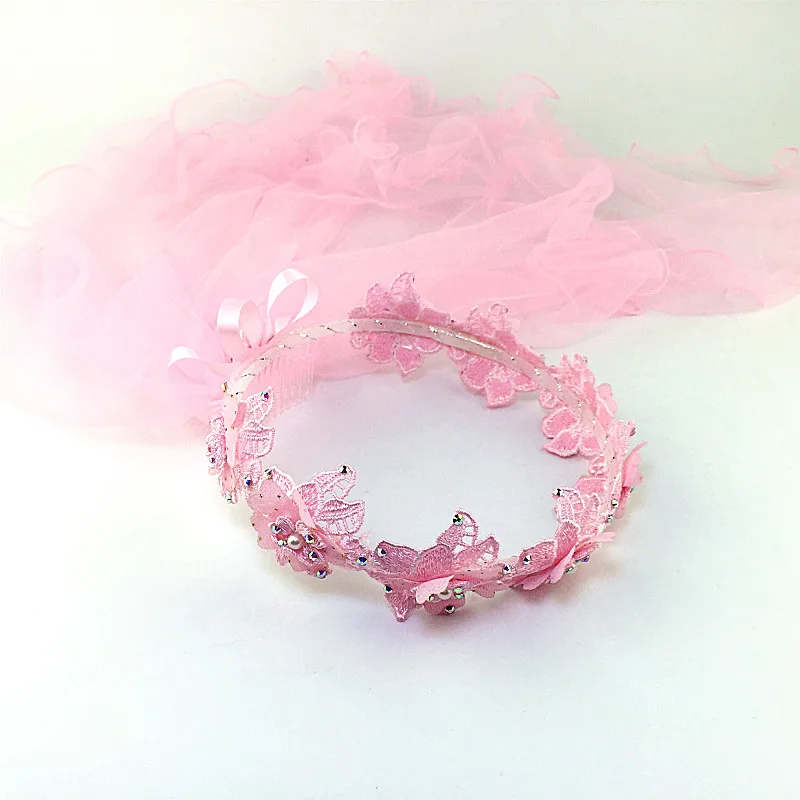 Детский двухслойный тюлевый венок для невесты повязка на голову маленькой