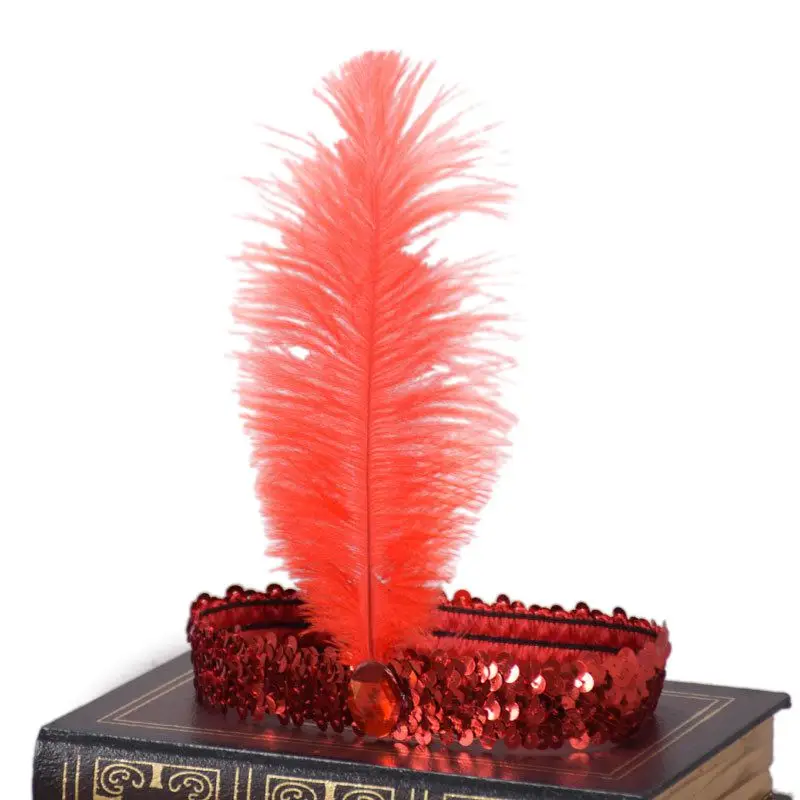 Повязка на голову с блестками Эластичный костюм перьями Один размер Подходит для