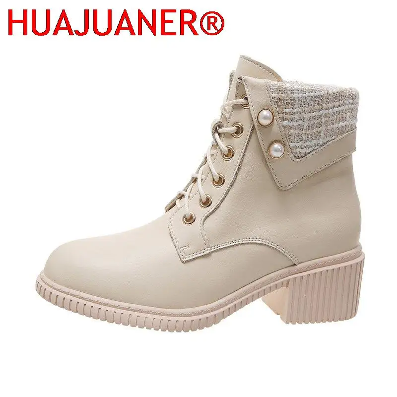 

Winter Boots Women Shoes 2022 Warm Plush Square Heels Women Snow Boots Women Lace-up Ankle Boots Winter Shoes Woman Botas Mujer