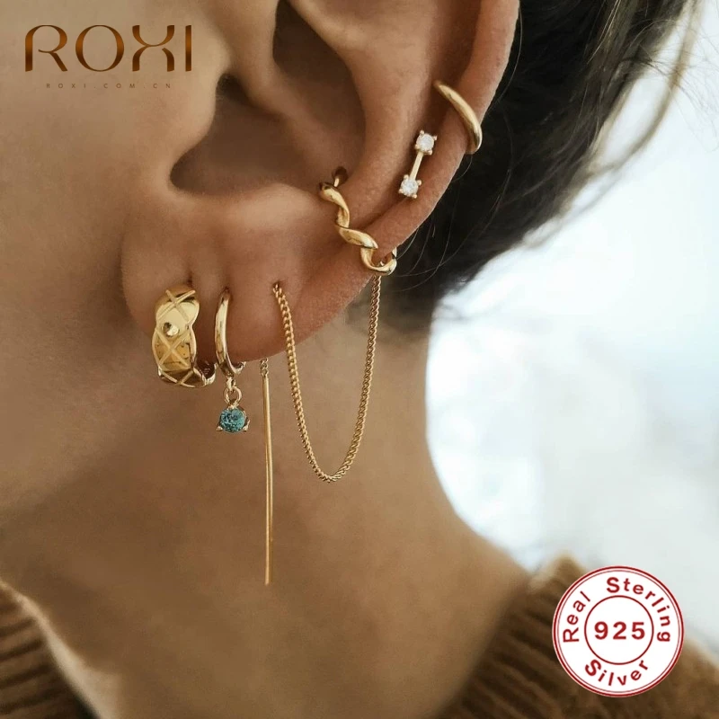 ROXI длинный тонкий канал серьги со шпилькой для женщин девочек твист ухо клип