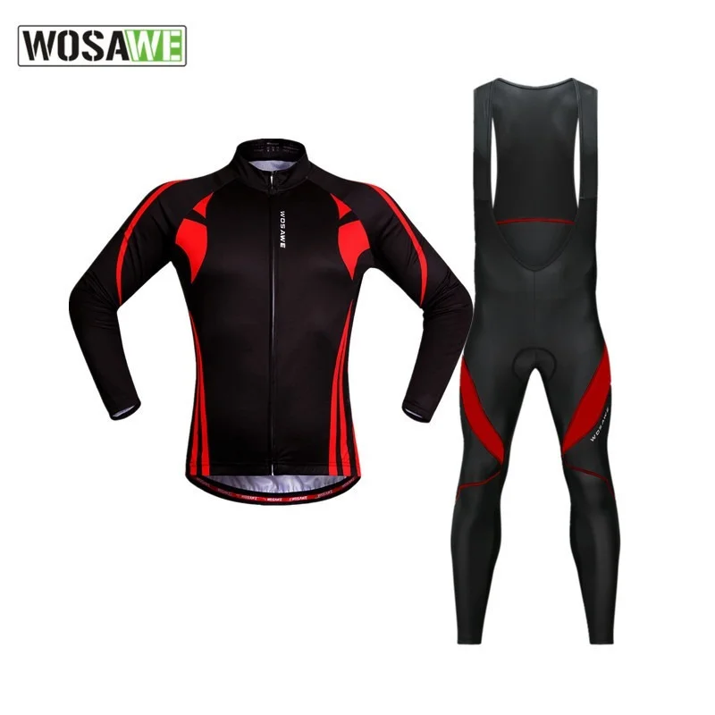 

WOSAWE Autumn Winter Cycling Wear Backstrap Long Sleeve Suit Bike Wear Flint Long Sleeve Cycling Wear Anf Trousers Sets