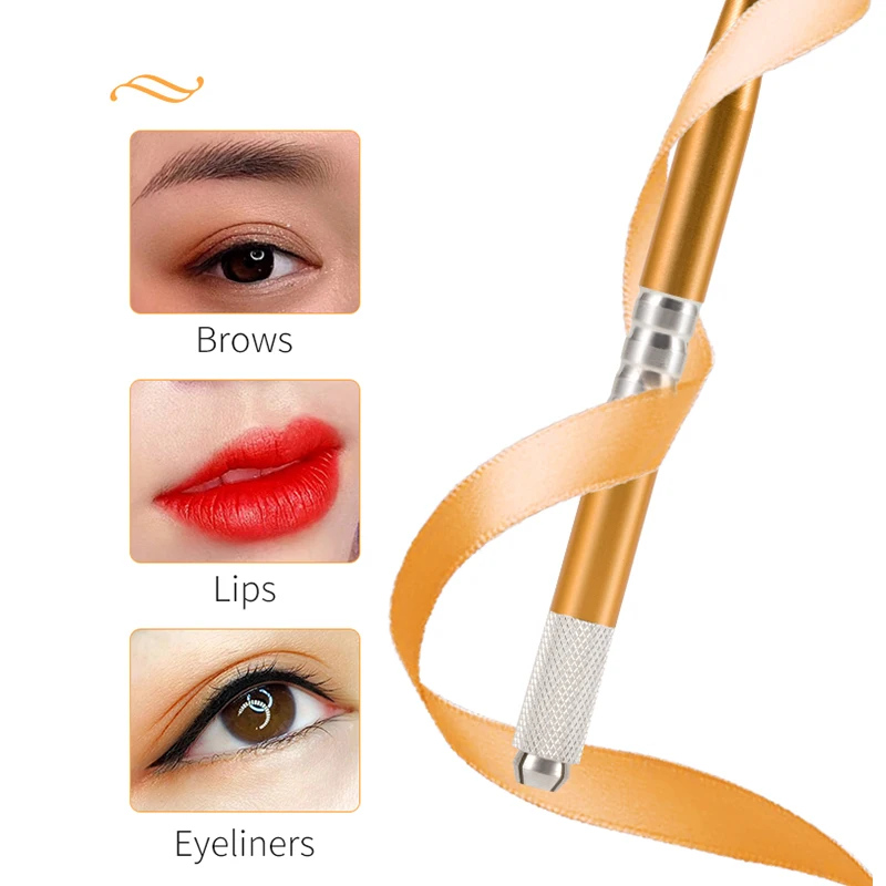 5pcs Gold Black Color Microblading Pen Manual Tattoo Machine Needle Blade Permanent Makeup Embroidered Eyebrow Lips Supplies