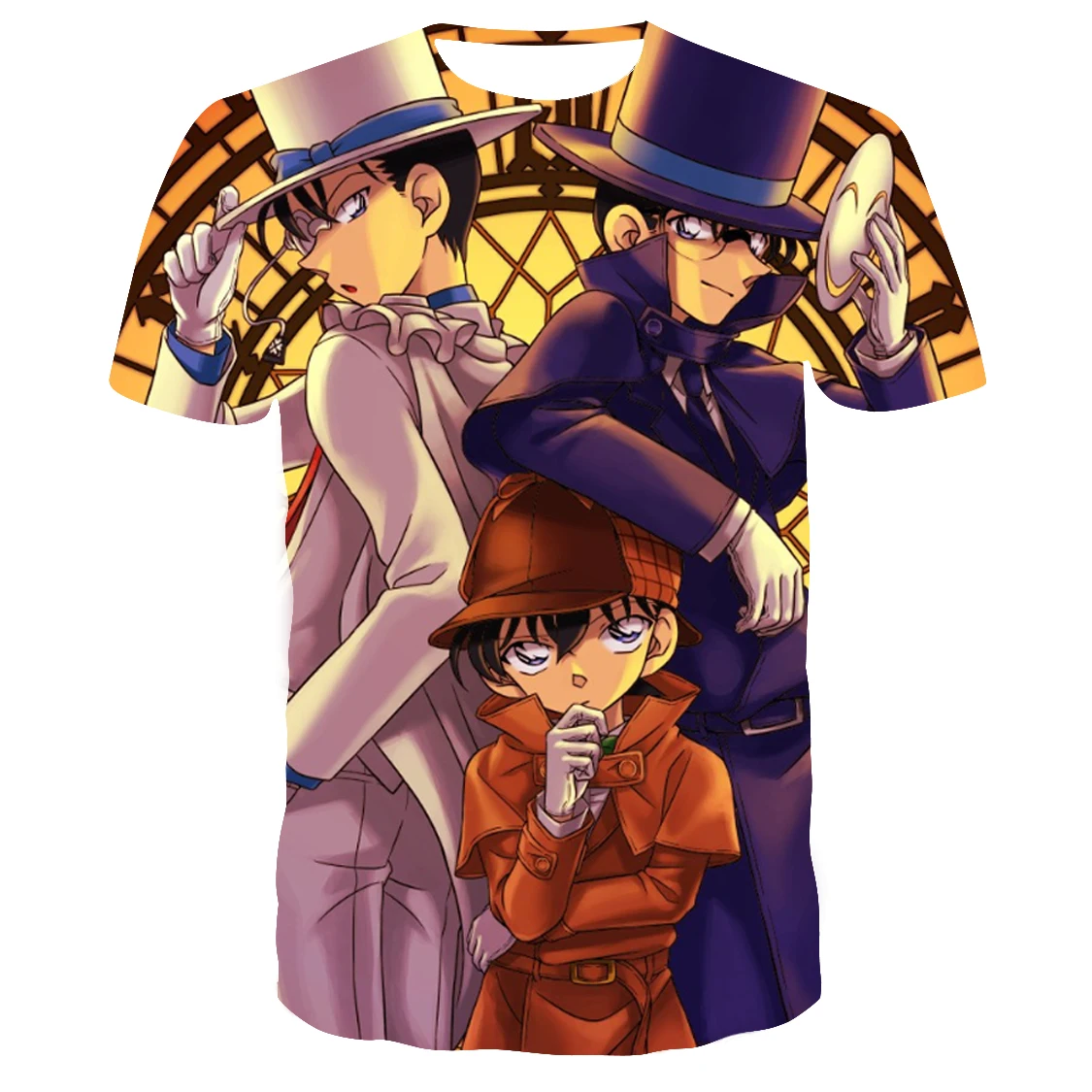 

New Summer Fashionable Detective Anime 3D Printing Men's T-shirt Casual Modified T-shirt Parent-child T-shirt Factory Outlet