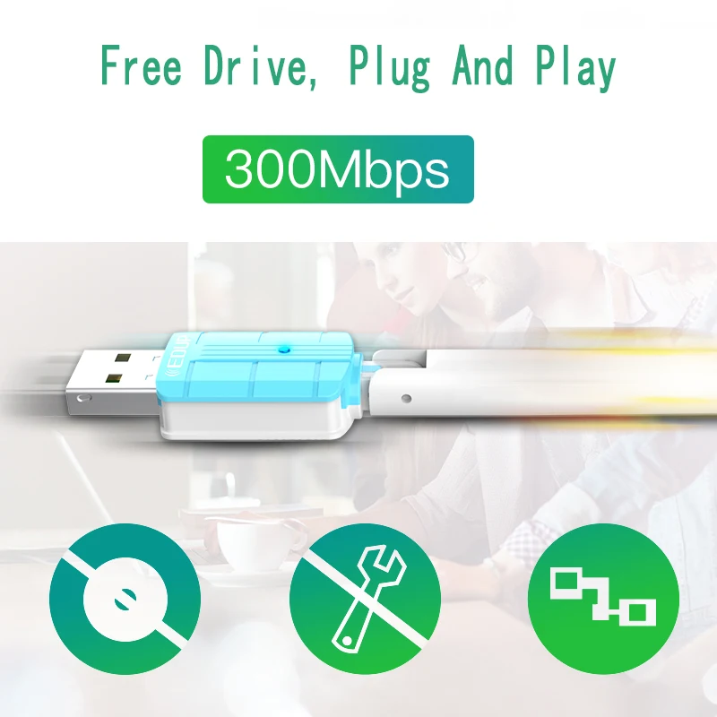 Беспроводной адаптер Wi-Fi с антенной 6 дБ 300 Мбит/с 802.11n USB Ethernet сетевая карта для ПК |