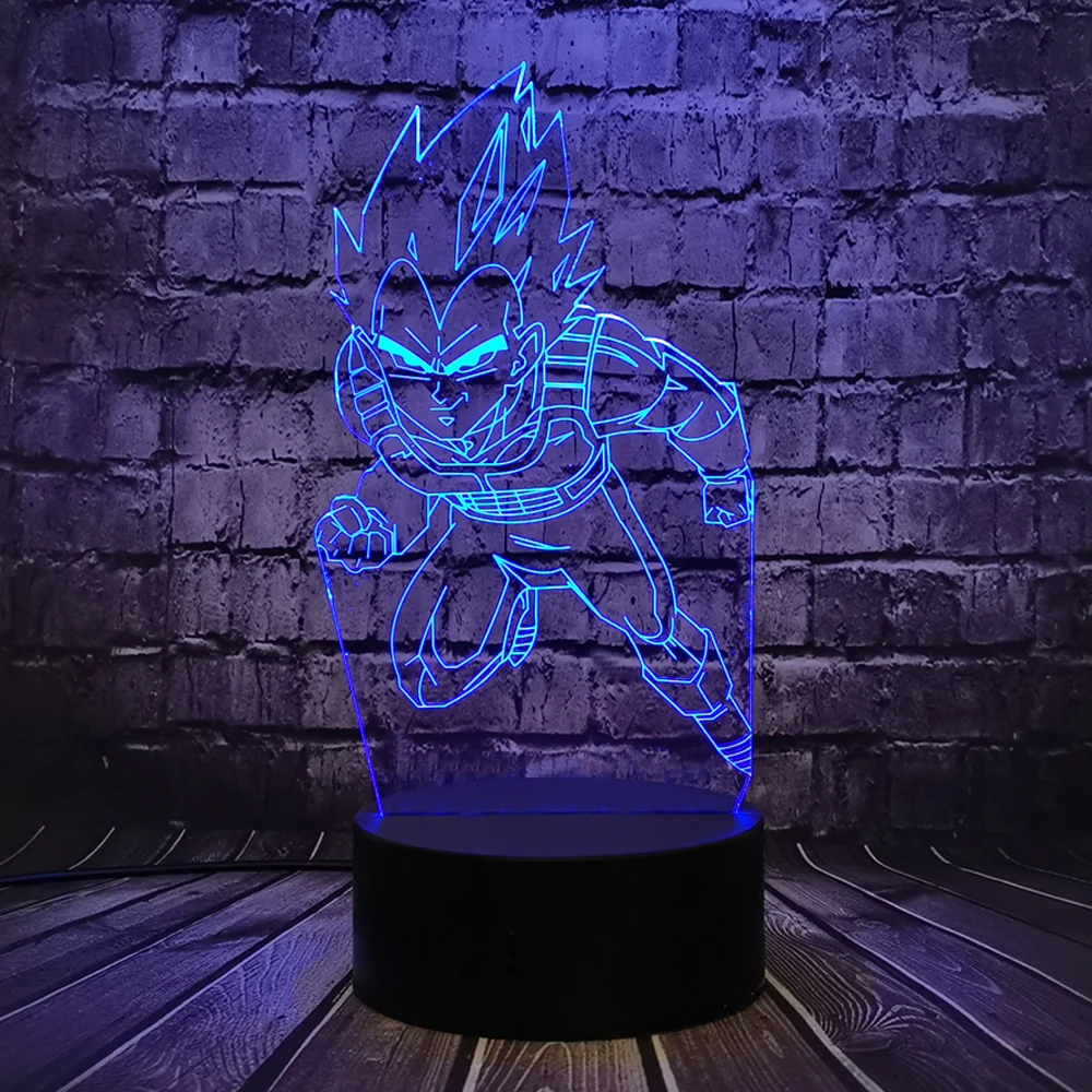Креативный 3D светильник Seven Dragon Ball Saiyan Vegeta разноцветный градиентный светодиодный