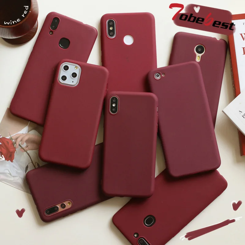 Винно-красный матовый чехол для телефона Samsung Galaxy A11 A21 A21S A31 A51 A71 A81 A91 A10 A20 A30 A40 A50 A60 A70 M31 M51, силиконовый чехол
