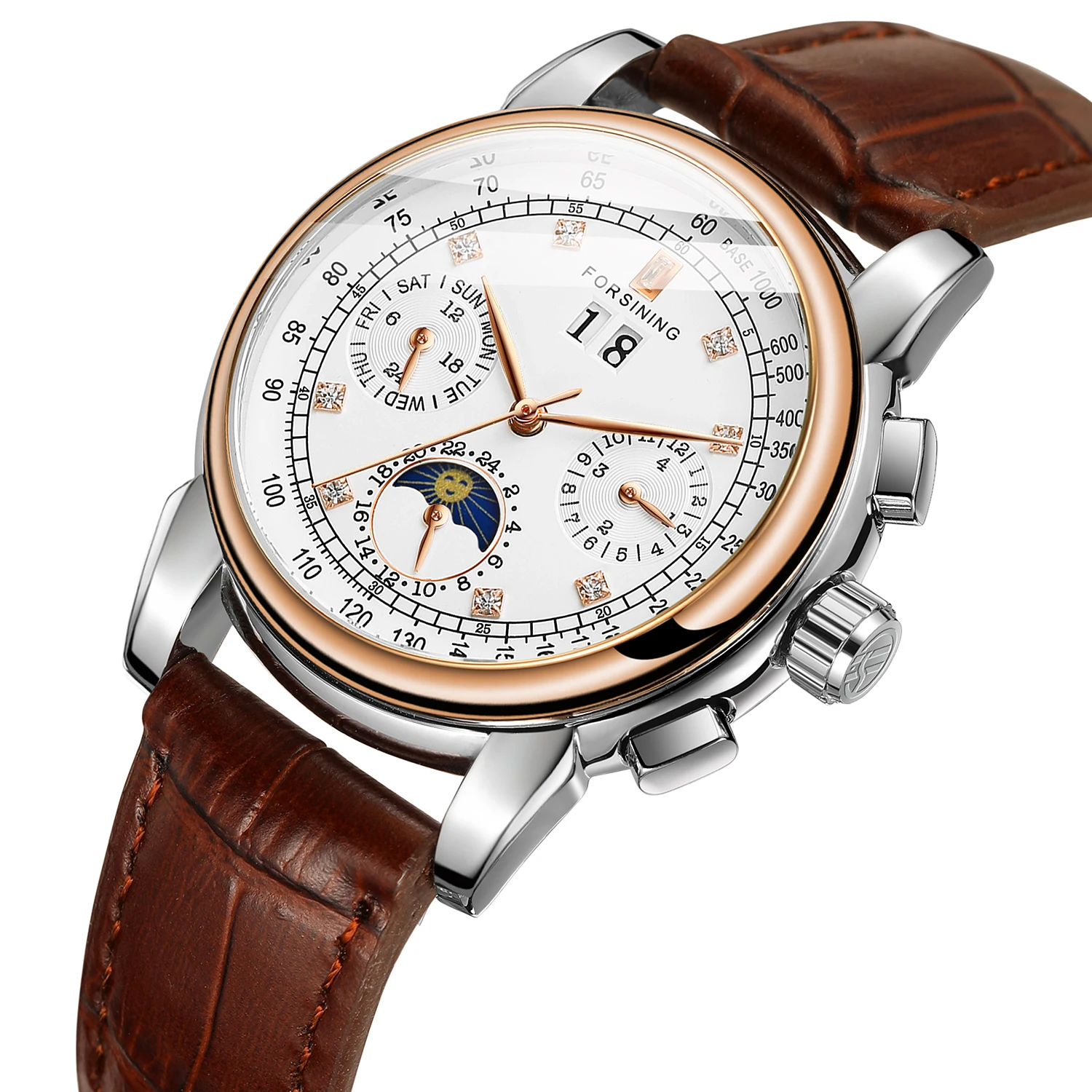 

Forsining Multifunctional Automatic Women's Watches Genuine Leather Luxury Lady Clock Elegant Dress Mechanical Watch For Women