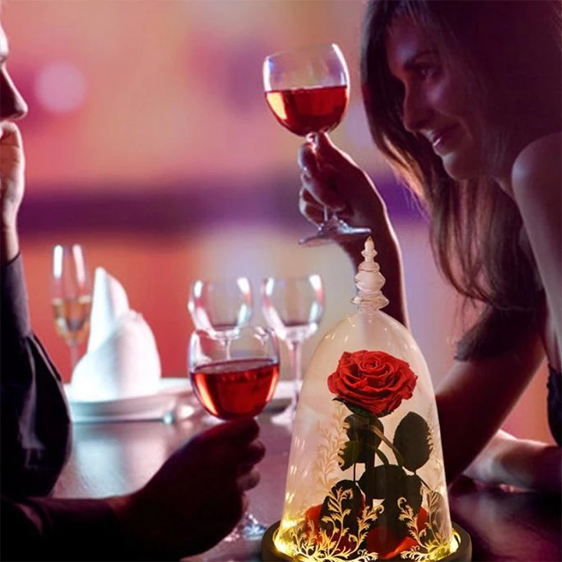 Светодиодная красивая роза и зверь красный фонарь струнная настольная лампа