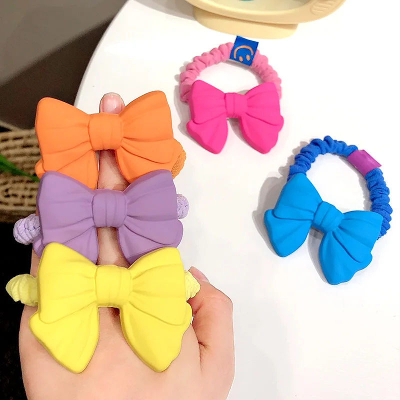 

1PCS Korean Version of Candy-colored Bowknot Hair Rope Girl Cute Simple Small Intestine Hair Rope Does Not Hurt Hair Headdress