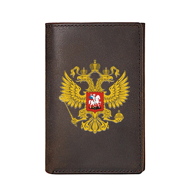 

Индивидуальный кошелек из натуральной кожи для мужчин, высококачественные классические Визитницы с логотипом России, мужские кошельки, Ко...