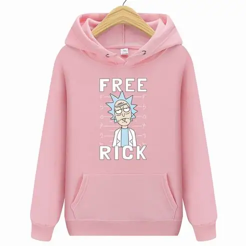 Pink Осенние Брендовые мужские толстовки с капюшоном в стиле хип-хоп,, модные хлопковые повседневные толстовки с принтом Рика Морти высокого качества, Мужская/Женская толстовка с капюшоном - Цвет: Pink
