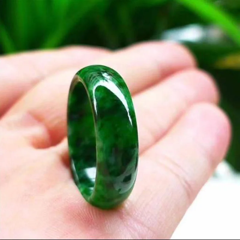 Anello di giada anello di giadeite birmana naturale gioielli raffinati fioritura a secco anello di barretta verde uomo donna smeraldo giada anelli di pietra