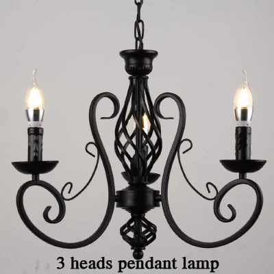 3 heads pendant lamp Современная подвесная люстра из кованого железа, винтажная люстра, Потолочная свеча, светильники для освещения, железное черное/Белое домашнее освещение - Цвет корпуса: 3 heads pendant lamp
