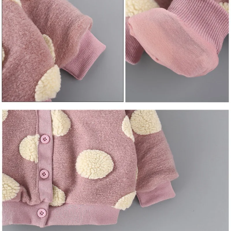 

Cute Baby Girls Coat Cotton Thickening Coat Polka Dot Infant Girls Jacket Long Sleeve Baby Jacket Autumn Winter