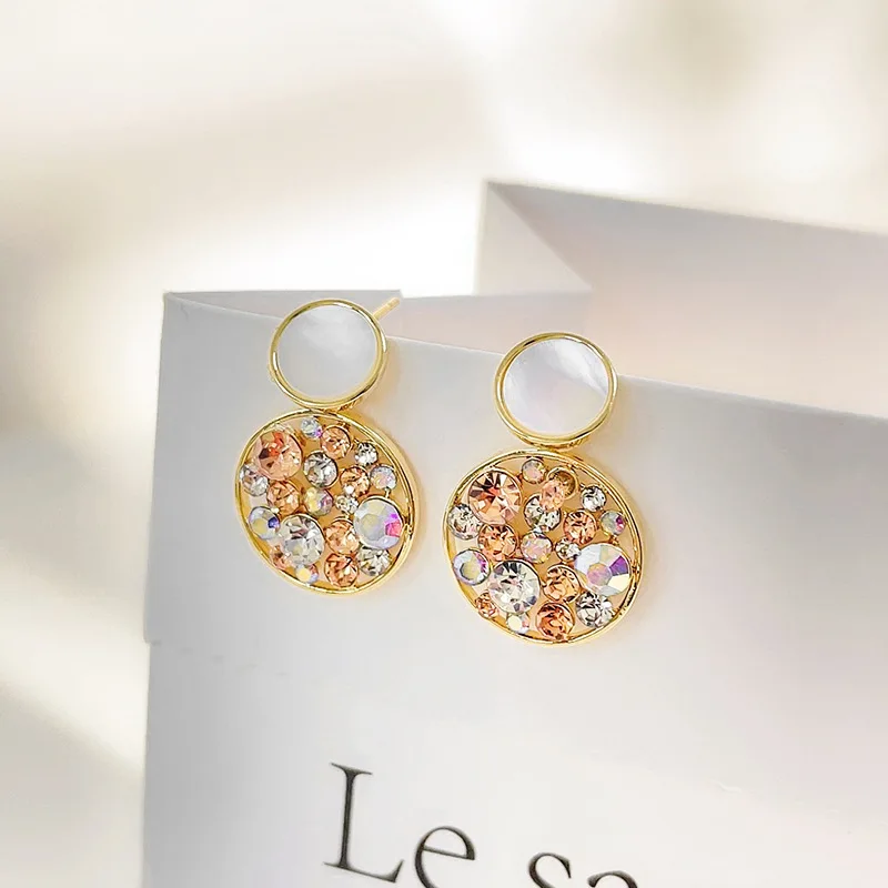 

Elegant Colorful Round Drop Earring Copper Alloy Fashion Metal Chain Boucle D'oreille Jewelry