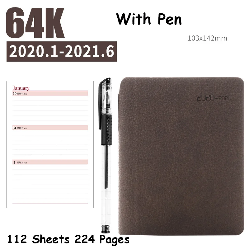 A6 Dark Brown Agenda планировщик Органайзер 18 месяцев дневник блокнот и журнал A5 A6 Еженедельный ежемесячный Блокнот Книга Школа Путешествия Руководство - Цвет: A6 Dark Brown