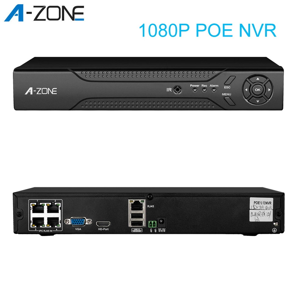 A ZONE 1080P HD POE NVR 8CH CCTV 48V Сетевой Видео Регистраторы для IP Камера Системы ONVIF P2P 2MP