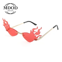 fashion fire wave flame sunglasses women men rimless sun glasses eyewear luxury trending wide side party sunglasses streetwear