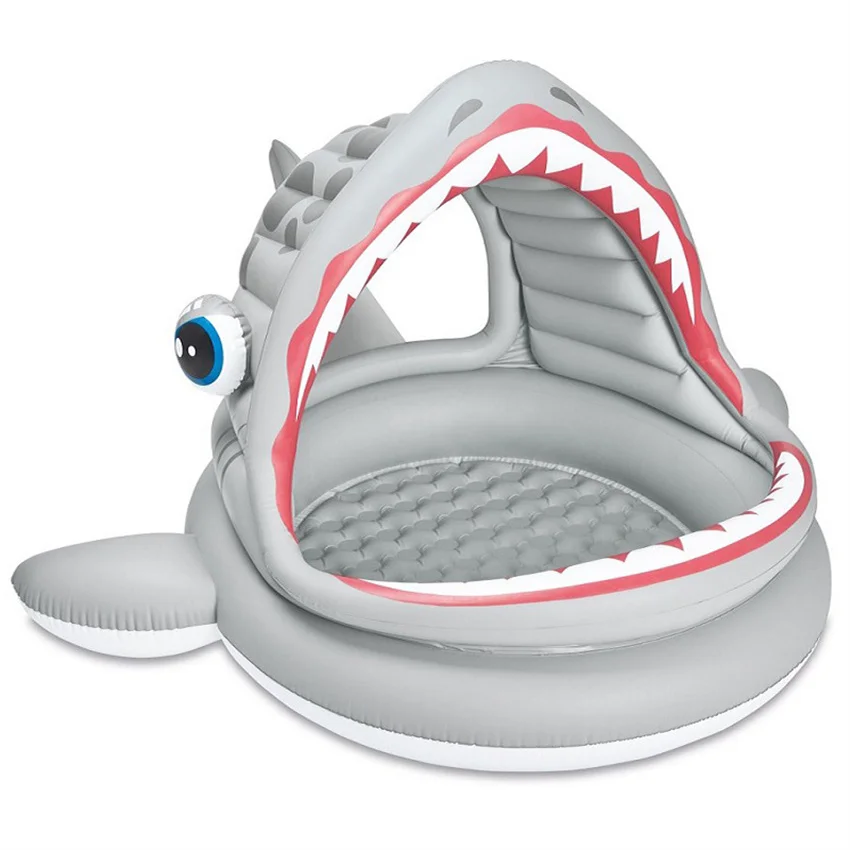 

57120 Shark Ocean Ball Pool Indoor Baby Inflatable Toys Shade Paddling Pool Baby Bath Ball Pool With Pump 201*198*109cm