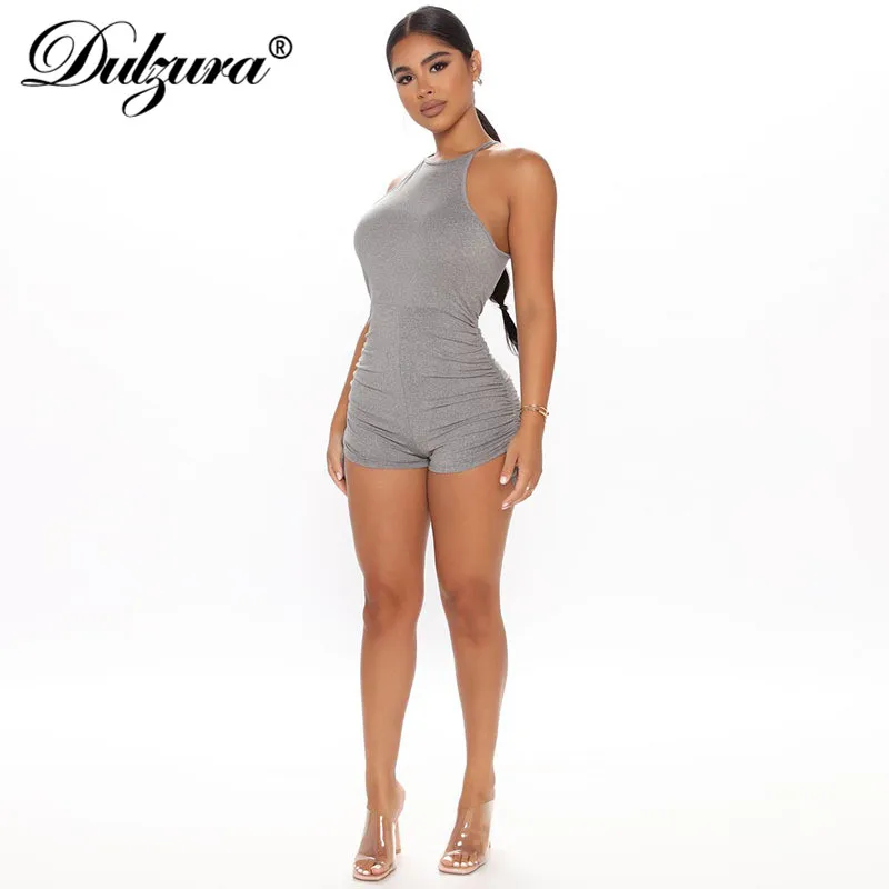 Женский Сплошной ный комбинезон Dulzura с рюшами обоблегающее обтяжку ющий стрейч