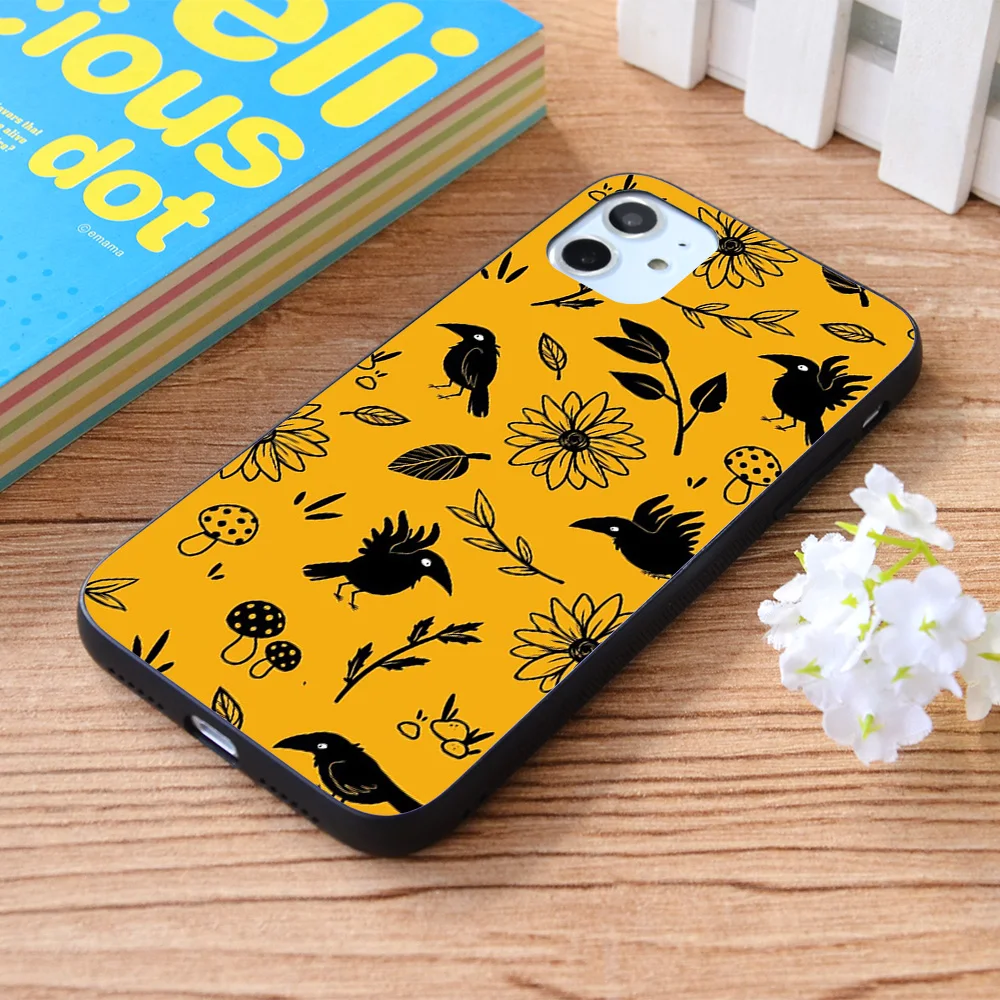 

For iPhone Crows and Foliage Soft TPU border Apple iPhone Case