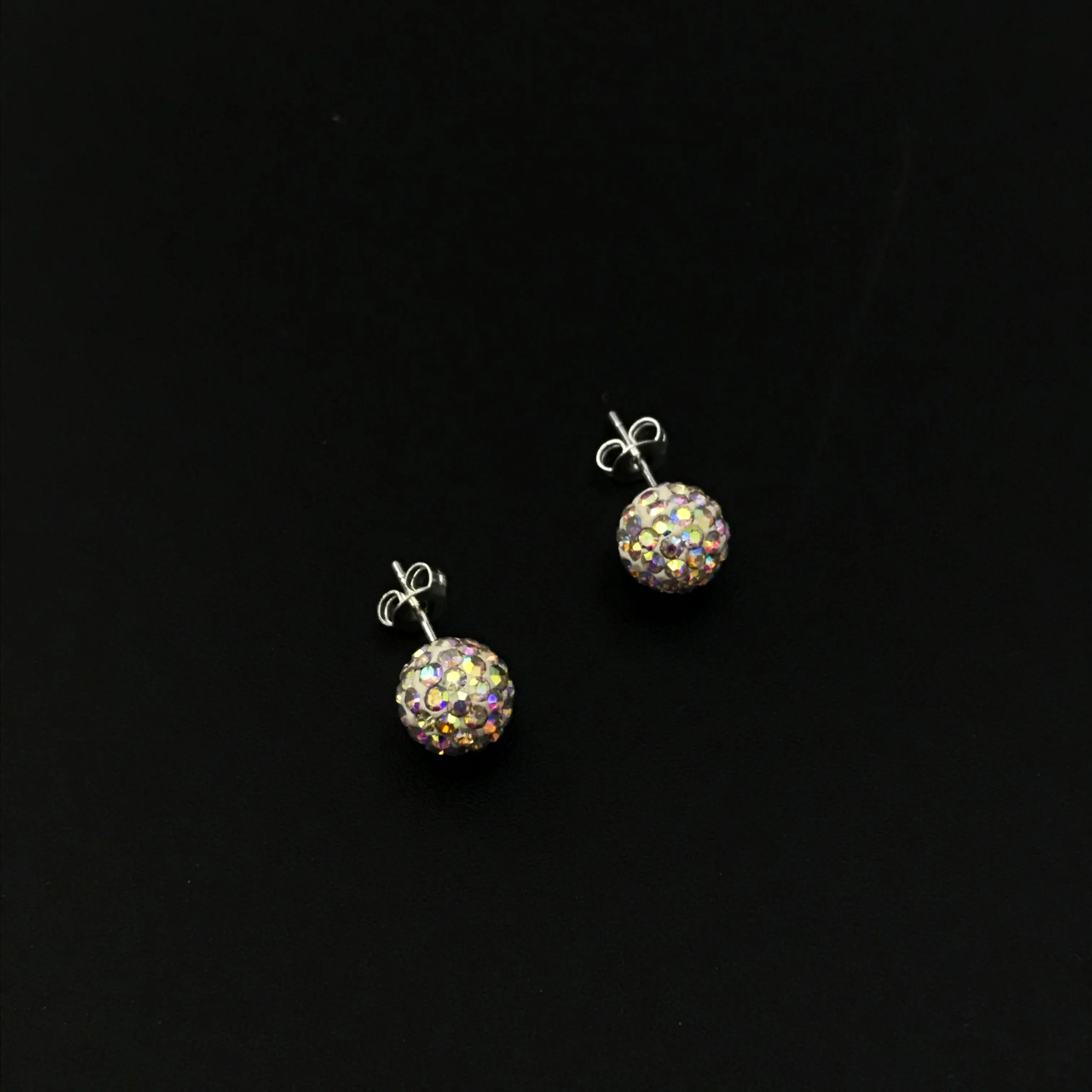 

Beritafon 925 Sterling Silver Colorful Rhinestones Crystal Ball Pave Bead Stud Earrings for Girls Women