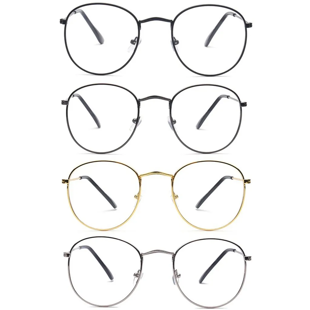 Стеклянная оправа es металлическая круглая прозрачная для очков черная глаз