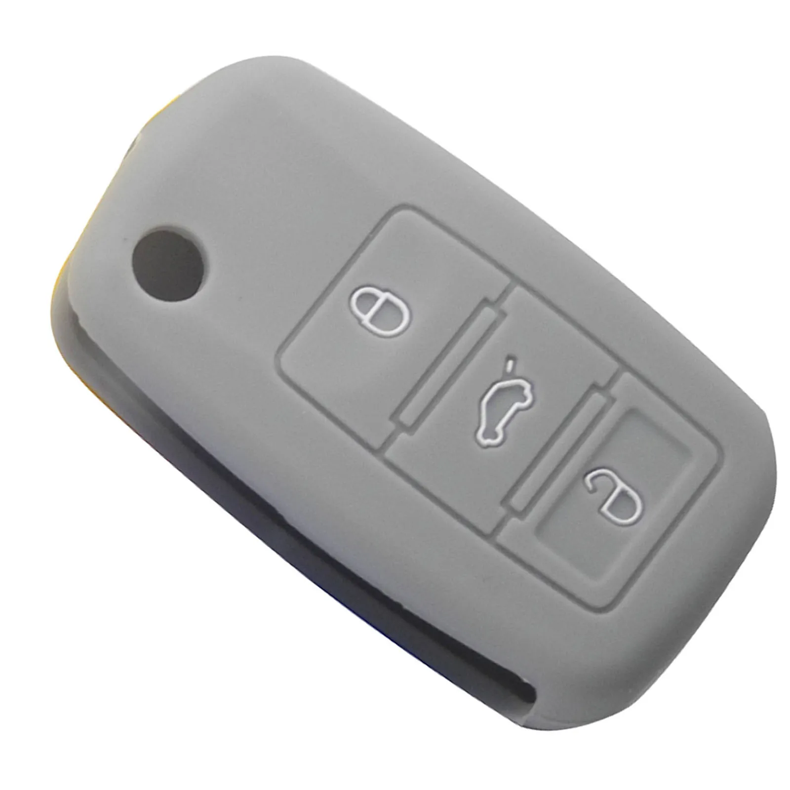 Jingyuqin 3B силиконовый чехол для ключей автомобиля для VW Golf Bora Jetta POLO Passat Skoda Superb Octavia Fabia SEAT Ibiza Leon Procted - Название цвета: gray