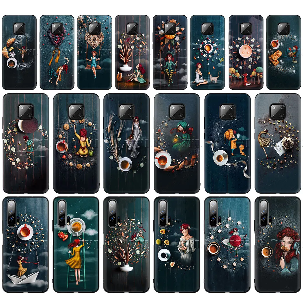 Десерт кофе иллюстрация Мягкий силиконовый чехол для телефона huawei P30 Lite Pro Honor View 20