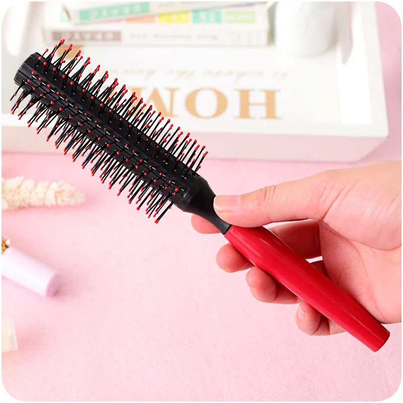 

Portable 1pcs Women Round Hair Care Brush Hairbrush Salon Styling Dressing Curling Comb Wavy Beauty Roll Brush Natural Bristle