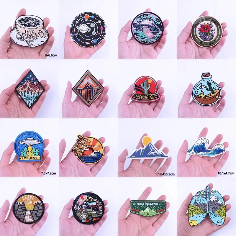 Нашивки с вышивкой утюговые нашивки принтом гор для отдыха на природе