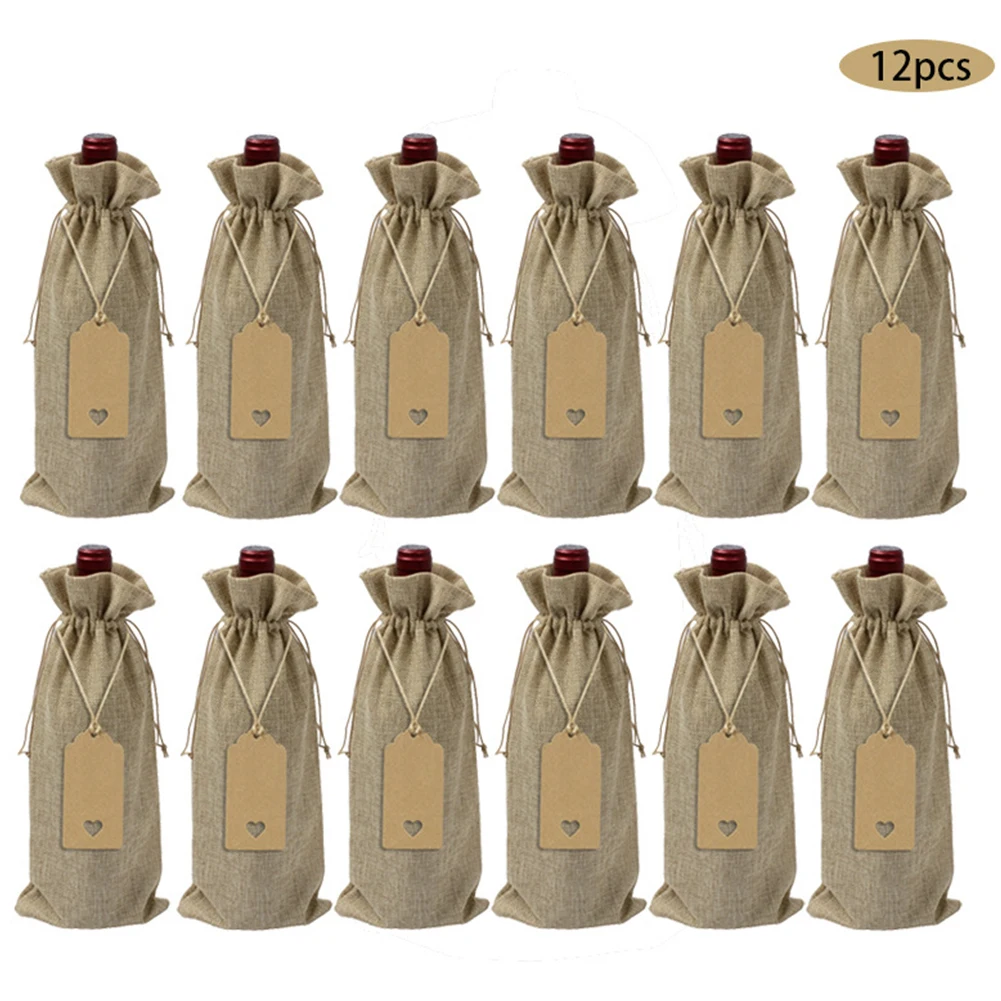 12 шт упаковка подарочный пакет многоразовая бутылка вина со шнурком ужин дома с