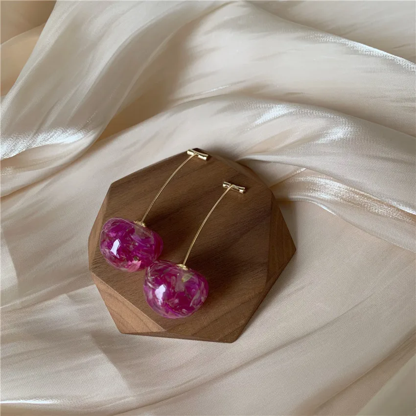 Изысканные и прозрачные вишневые серьги-капли для женщин Кристальные капли ушей